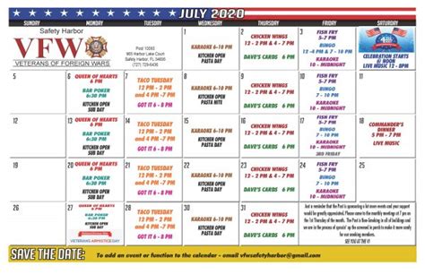 Vfw Fort Myers Beach Calendar